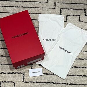 Salvatore Ferragamo Red Box with New White Dust Bags